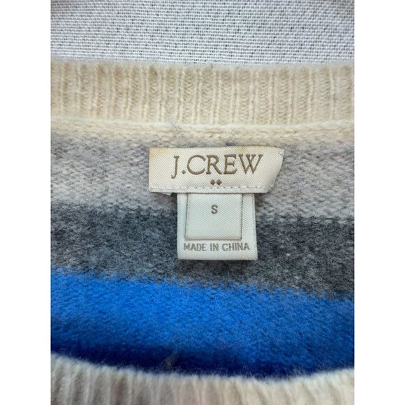 J. Crew Striped Lambs Wool & Nylon Sweater S Multicolor Rainbow - Picture 2 of 10